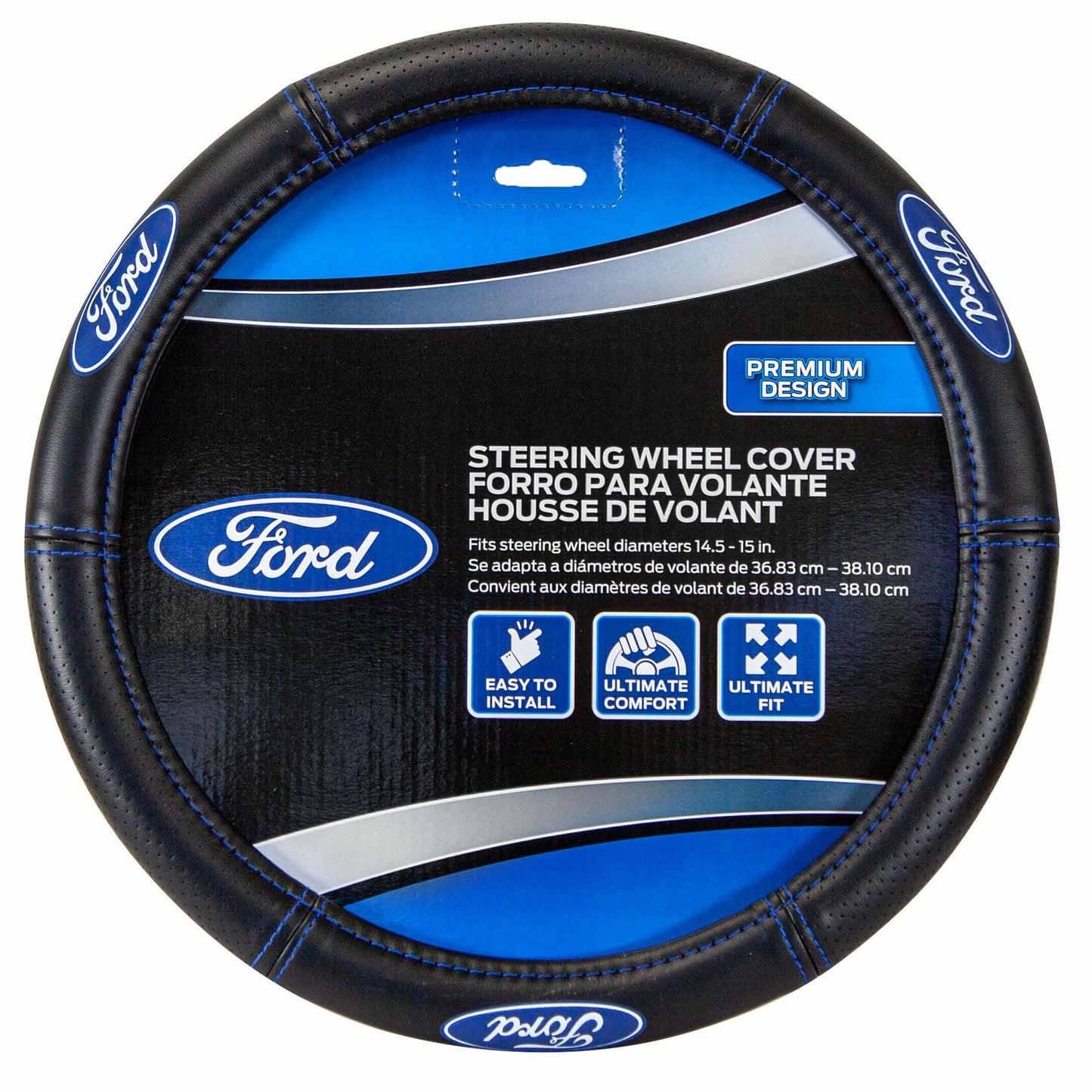 Ford Contrast Stitching Premium Steering Wheel Cover for Cars, Trucks & SUV