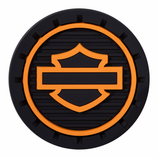 Harley-Davidson Silhouette Bar & Shield Logo Auto Car Coasters in Orange/Black