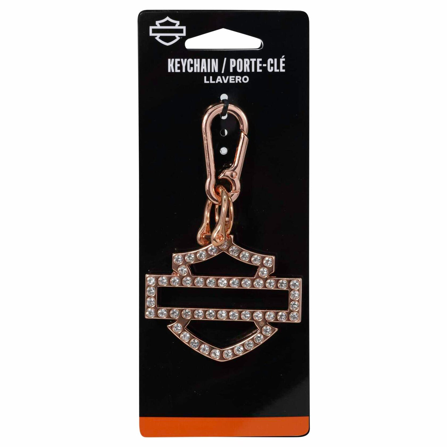 Harley-Davidson Silhouette Embellished Bar & Shield Logo Key Chain, Rose Gold