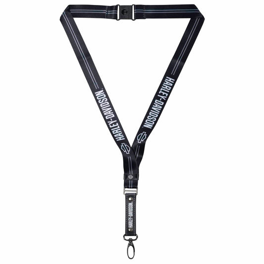 Plasticolor 4627R01 Harley-Davidson Bar & Shield Text Logo Lanyard Black & White