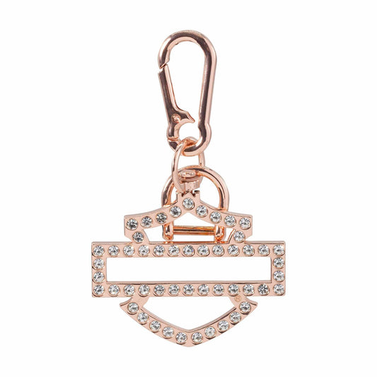 Harley-Davidson Silhouette Embellished Bar & Shield Logo Key Chain, Rose Gold