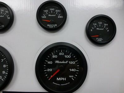 Marshall 6 Gauge Set Comp 2 LED Electric Speedo Black Dial Bezel Sport Comp