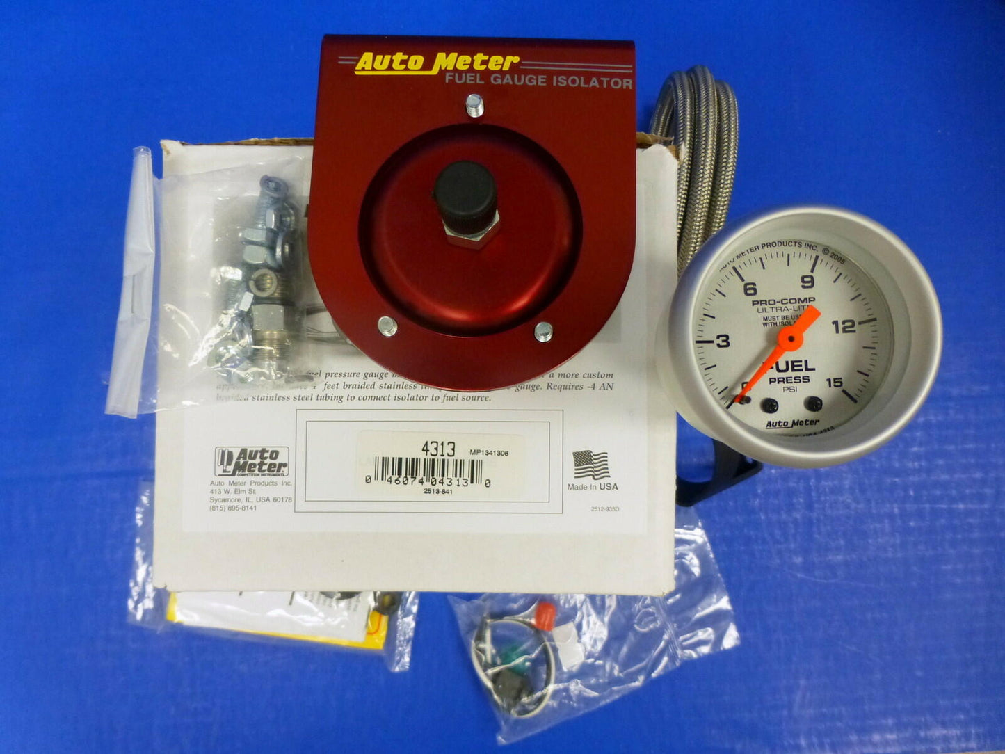 Auto Meter 4313 Ultra Lite Mechanical  Fuel Pressure Gauge 2 1/16  0-15 PSI