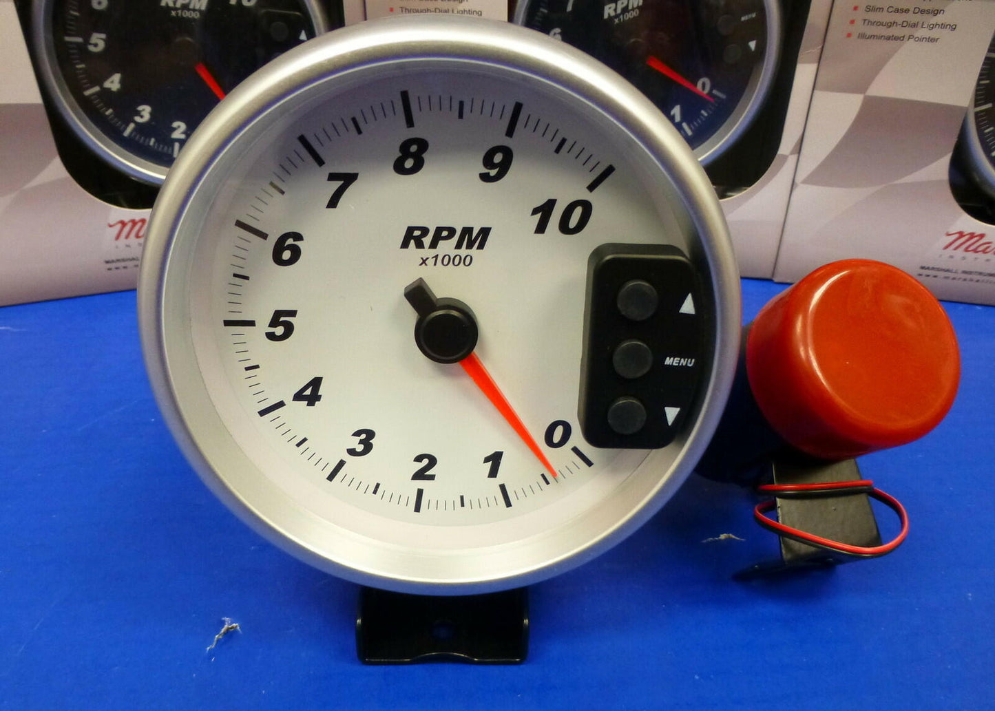 Marshall 3296 5" Tachometer 10,000 RPM Memory Tach with Recal Shift Light