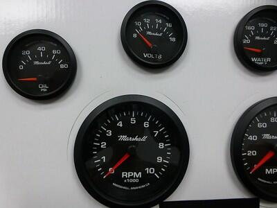 Marshall 6 Gauge Set Comp 2 LED Electric Speedo Black Dial Bezel Sport Comp