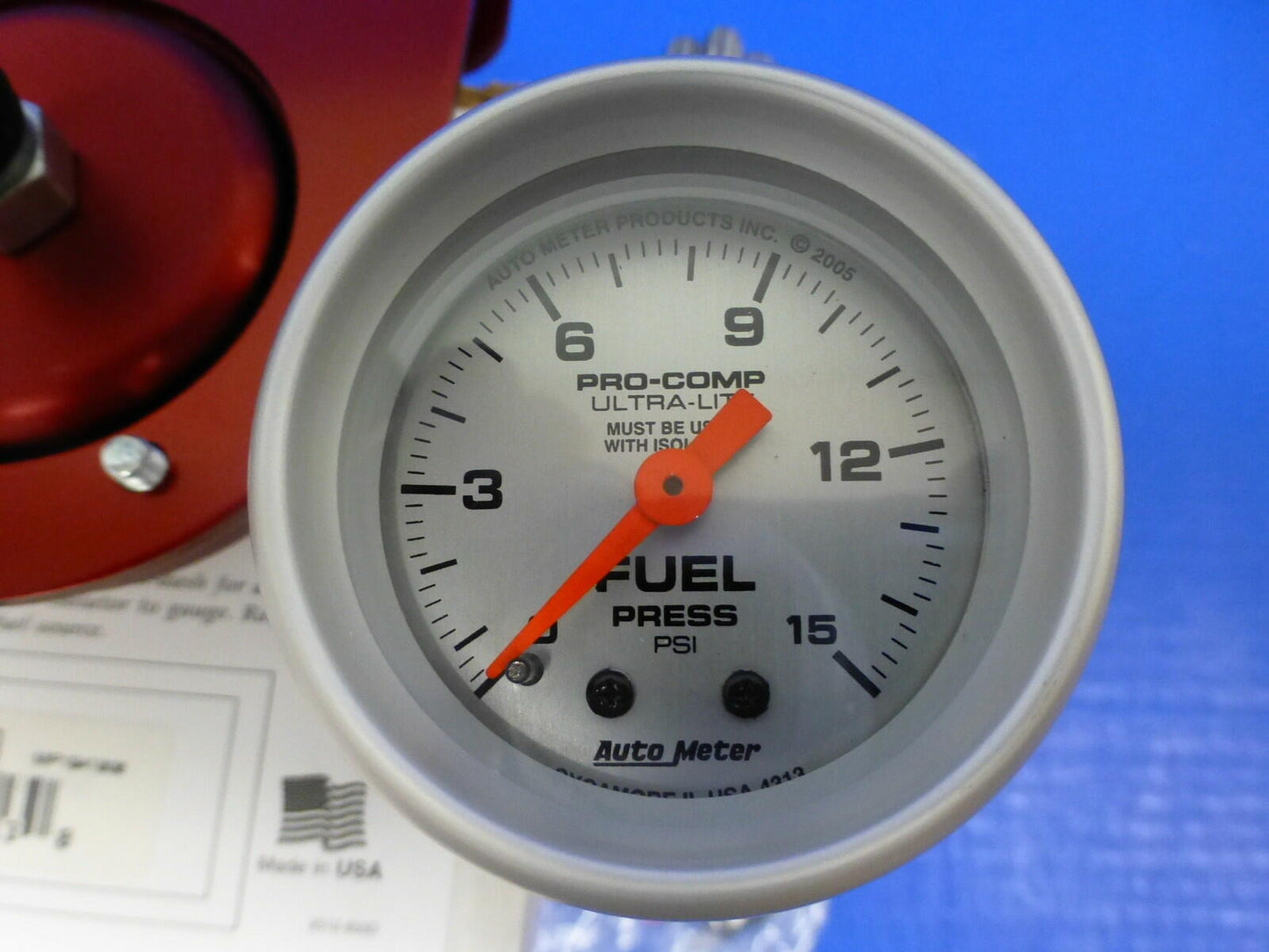 Auto Meter 4313 Ultra Lite Mechanical  Fuel Pressure Gauge 2 1/16  0-15 PSI