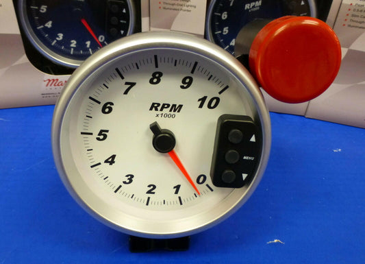 Marshall 3296 5" Tachometer 10,000 RPM Memory Tach with Recal Shift Light