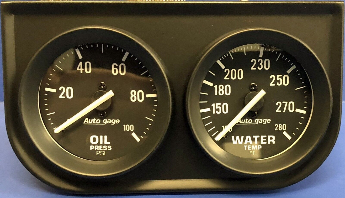 Auto Meter Autogage 2392 Black Two Gauge 2" Consol, Oil Pressure Water Temp