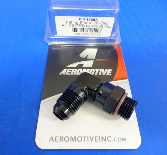 Aeromotive 15689 ORB-06 to AN-06 Flare Swivel Tight 90 Degree  Elbow Fitting