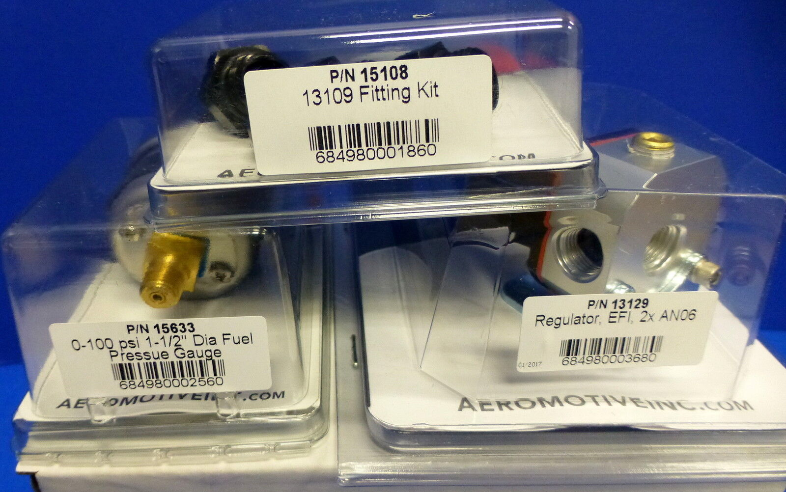Aeromotive 13130 Fuel Pressure Regulator Gauge Fitting Combo Kit EFI B ...