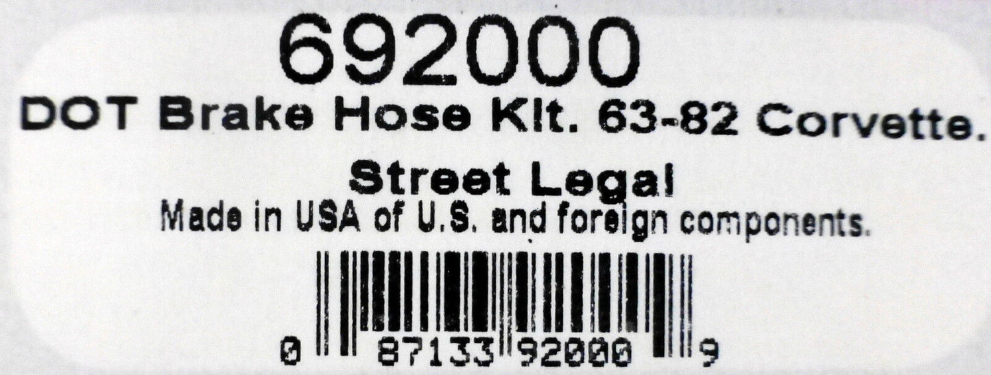 Russell 692000 Stainless Steel Braided Brake Line Hose Kit Corvette 1963-1982