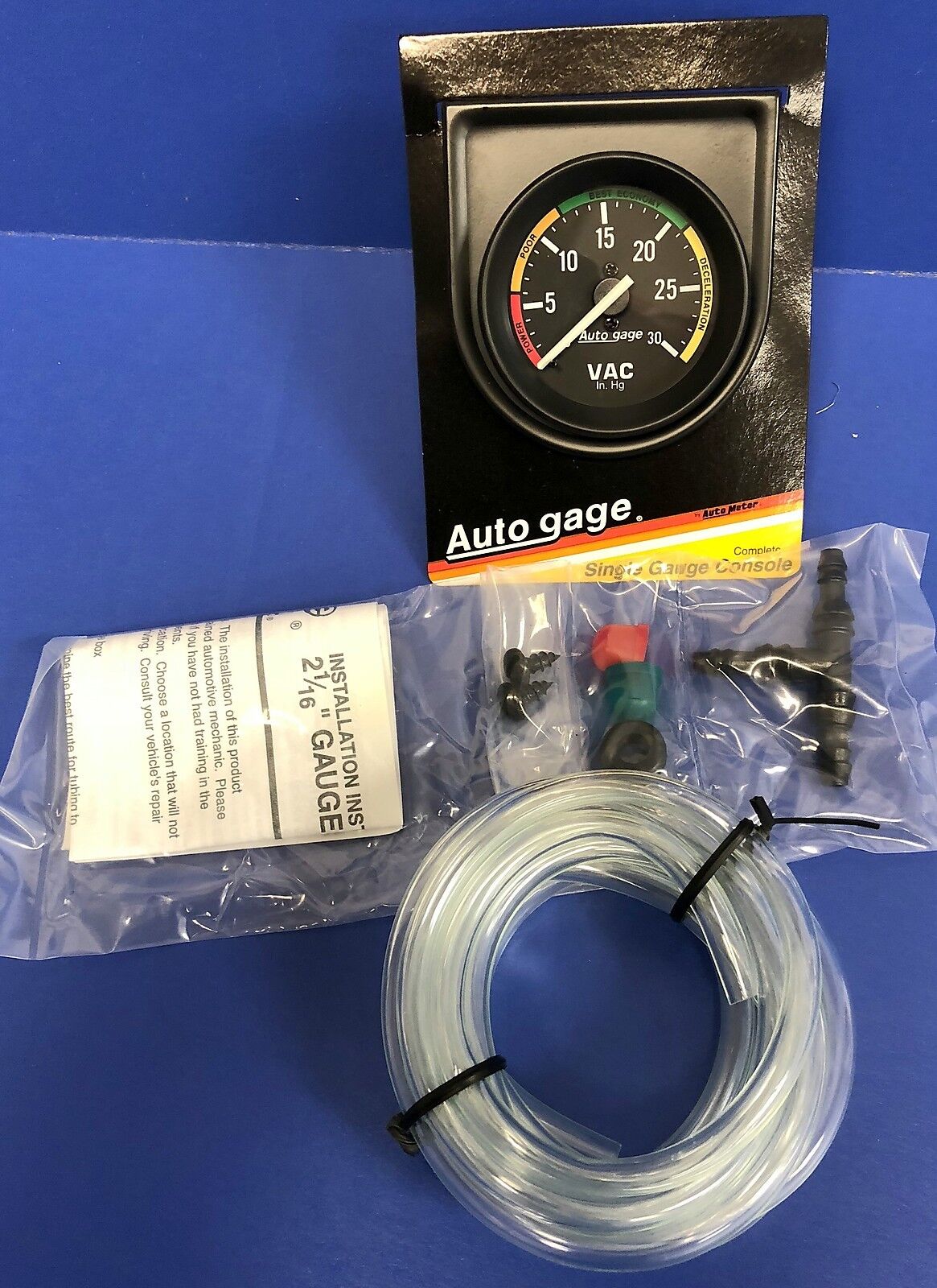 Auto Meter Autogage 2337 Black Single Gauge Consol, 2" Vacuum Gauge