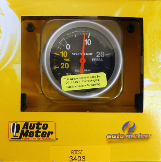 Auto Meter 3403 Ultra Lite Vacuum Boost Mechanical Gauge 2 5/8 30 In.Hg/ 30 PSI