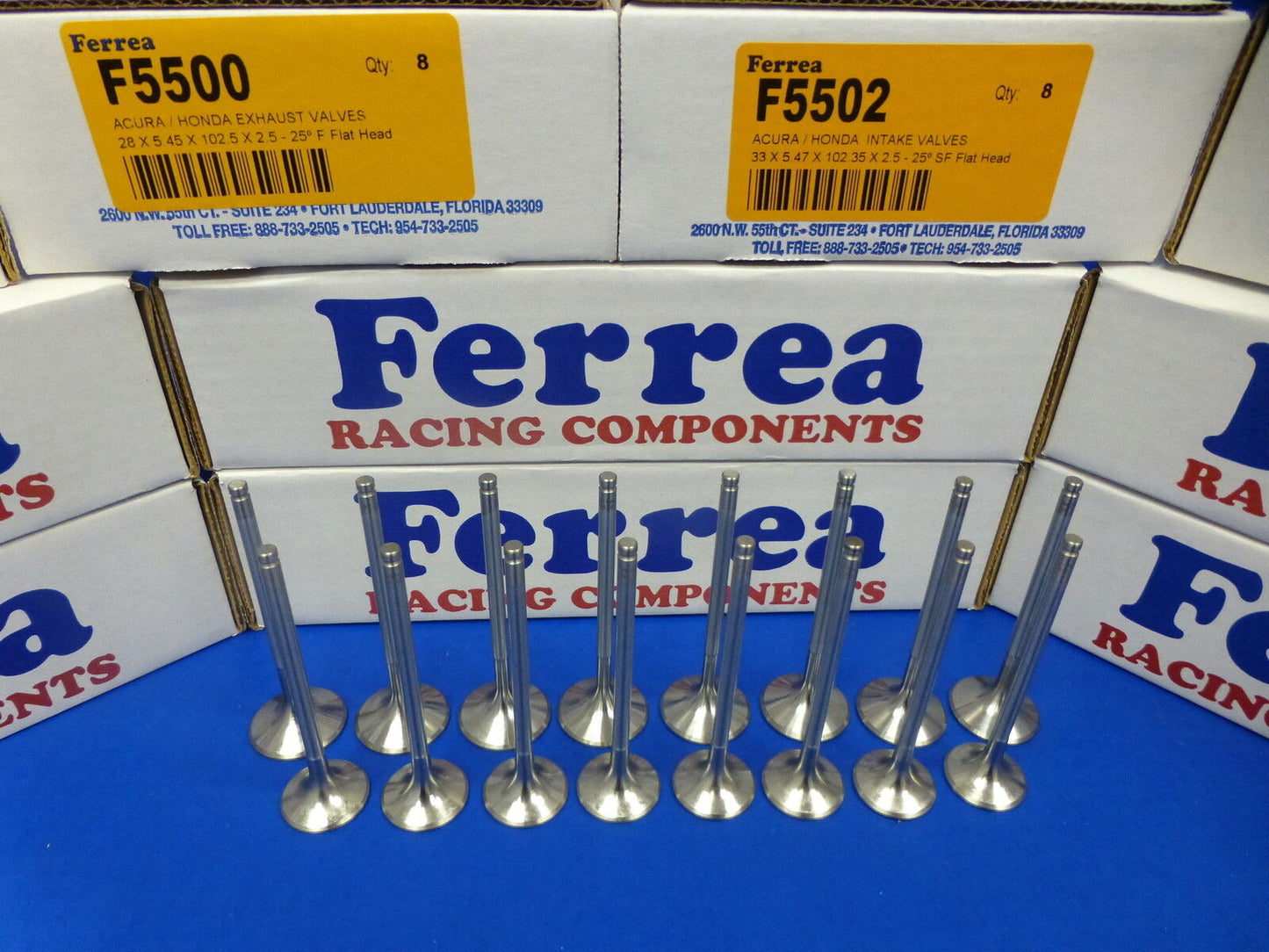 Ferrea 5000 Valves Flat Honda Acura GSR DOHC VTEC B16A1 B16A3 B17A1 B18C2 B18C3