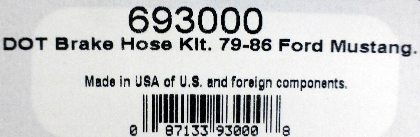 Russell 693000 Stainless Steel Braided Brake Line Hose Kit Mustang 1979-1986