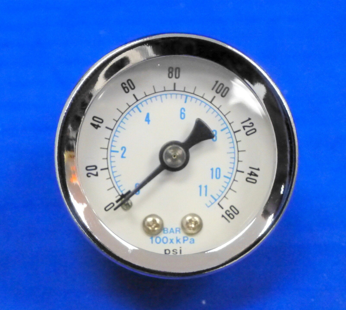 Marshall Gauge 0-160 PSI 11 Bar kPA Fuel Oil Pressure Dual Scale White 1.5" Dry