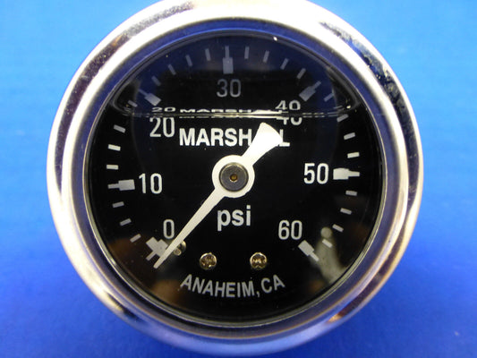 Marshall Gauge 0-60 psi Fuel Pressure Oil Pressure Black 1.5" Diameter Liquid