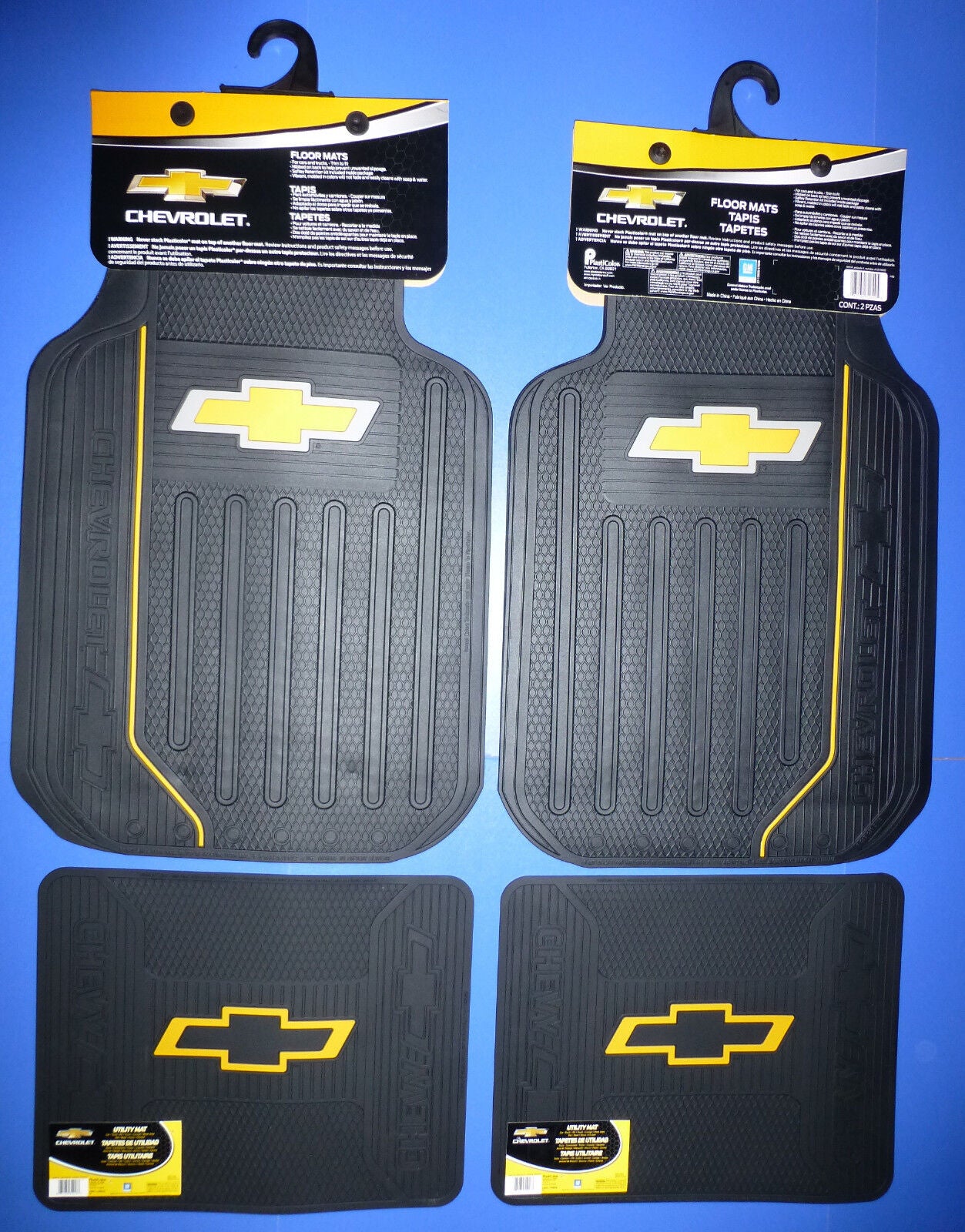 Chevy Elite Logo Front Rear Rubber Floor Mats 4 Pcs Set Car Truck SUV Vans