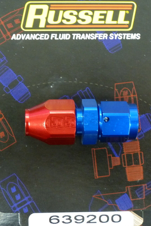 Russell 639200 #6 6AN -6 Female to 3/8" Tube Hard Line Fitting  Metal  Red Blue