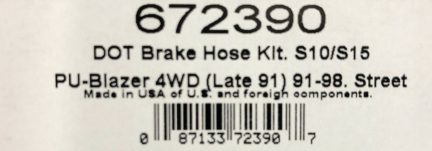 Russell 672390 Stainless Brake Hose Kit 1991-99 Chevy S-10 Pick Up Blazer 4 WD