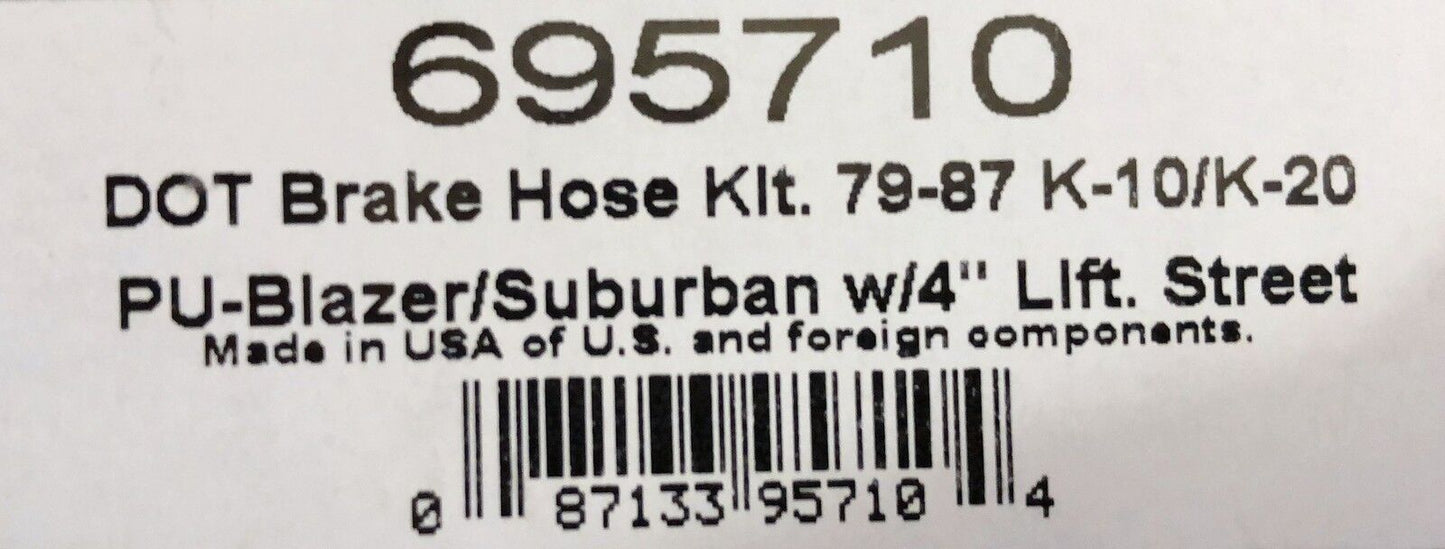 Russell Stainless Brake Hose Line Kit 1979-87 Chevy GMC K1500 K2500 4WD 4" Lift