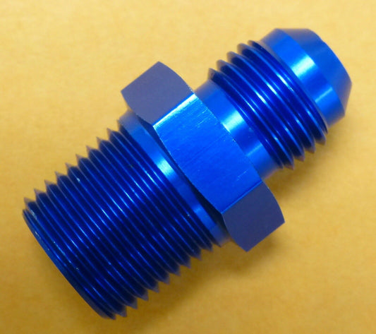 Russell 660460 Straight Male Adapter Fitting AN6 -6 6AN Flare to 3/8 NPT Blue
