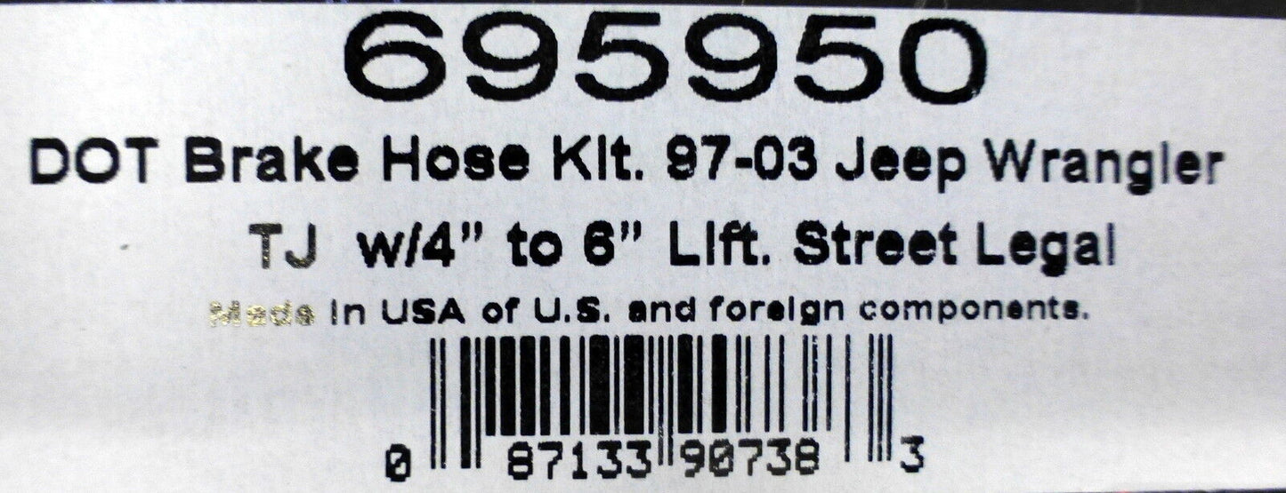 Russell 695950 Stainless Steel Brake Hose Kit Jeep Wrangler TJ 1997-06 4" to 6"