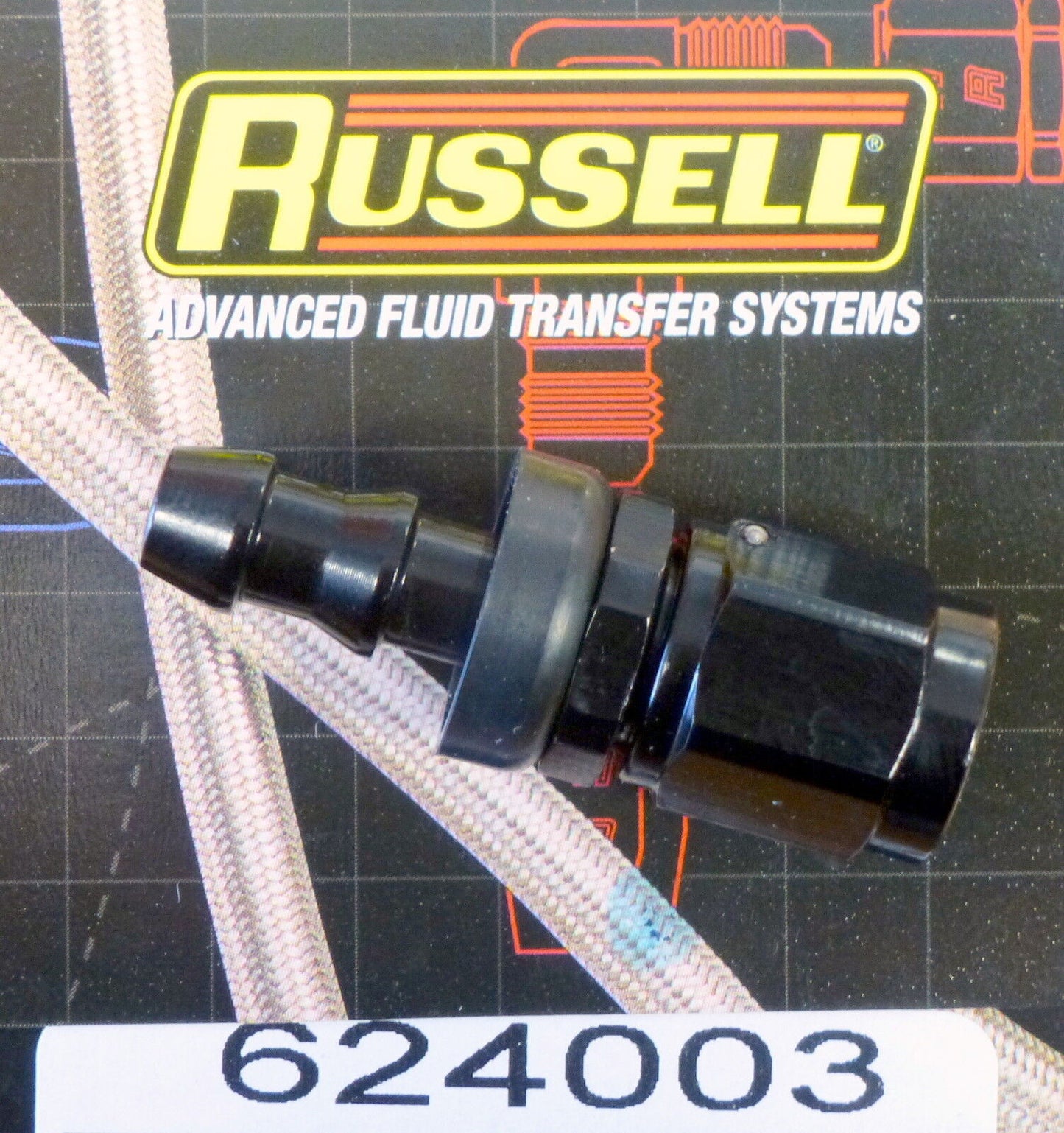 Russell 624003 Twist Lok Hose End Fitting Straight- 4 AN 4AN Black Push Lock