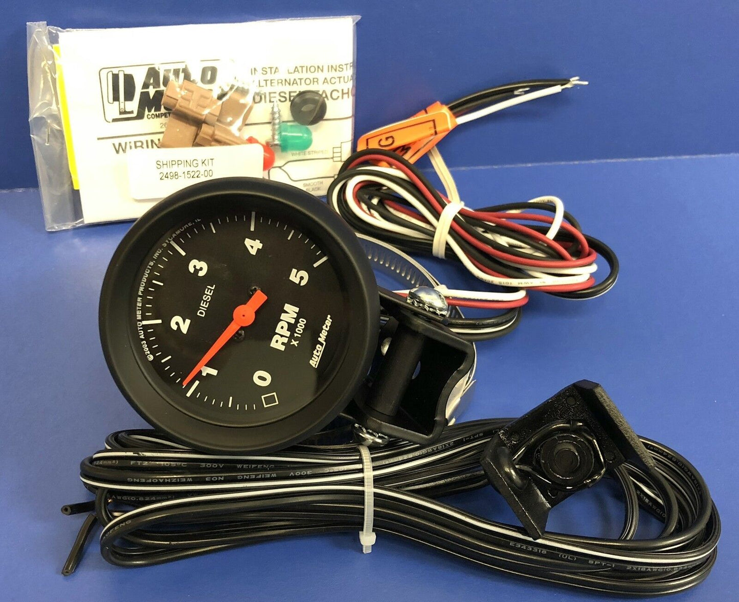 Auto Meter 2888 Diesel Tachometer Mini Tach 5000 RPM Black Pedestal Mount 2 5/8"