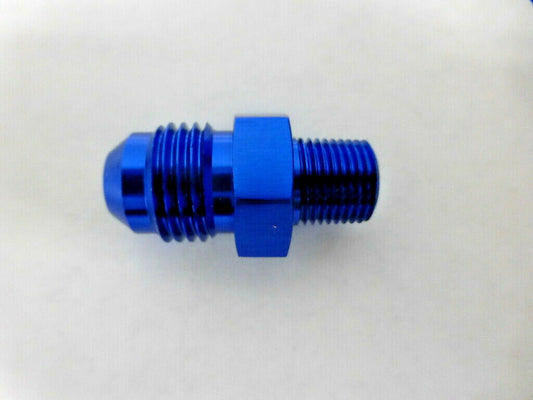Russell 660450 Straight Male Adapter Fitting AN6 -6 Flare to 1/8 NPT Pipe Blue