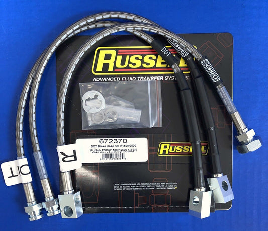 Russell 672370 Stainless Brake Hose Line Kit 1989-98 Chevy GMC K1500 K2500 4WD