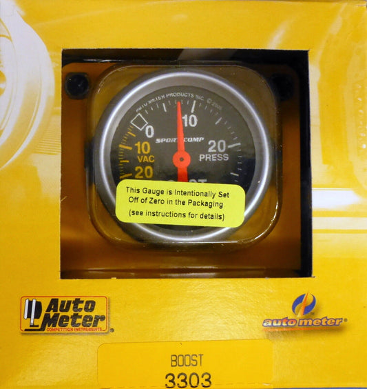 Auto Meter 3303 Sport Comp Vacuum Boost Mechanical Gauge 2 1/16 30 In.Hg/ 30 PSI