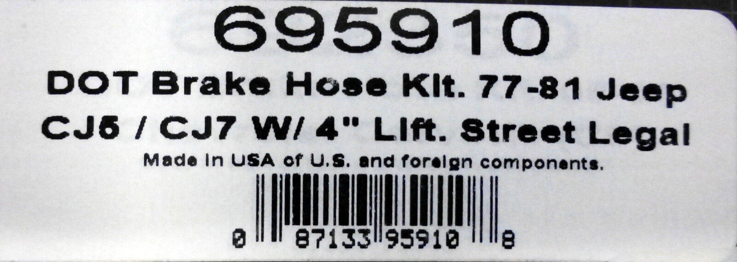 Russell 695910 Stainless Steel Brake Line Kit Jeep 1977-81 CJ5 CJ7 4" Lift