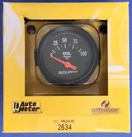 Auto Meter 2634 Z-Series Oil Pressure Gauge Electrical  0-100 PSI 2 1/16