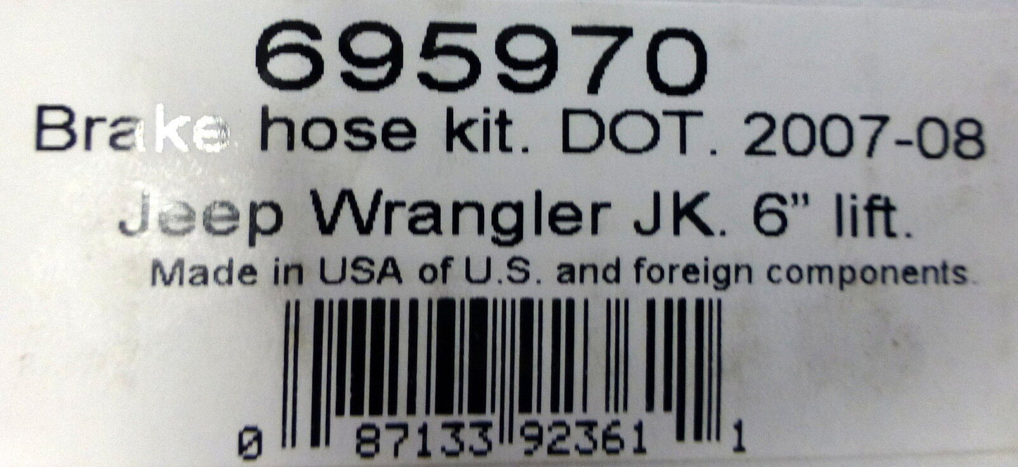 Russell 695970 Stainless Steel Brake Line Hose Kit Jeep 2007-14 JK Wrangler 6"