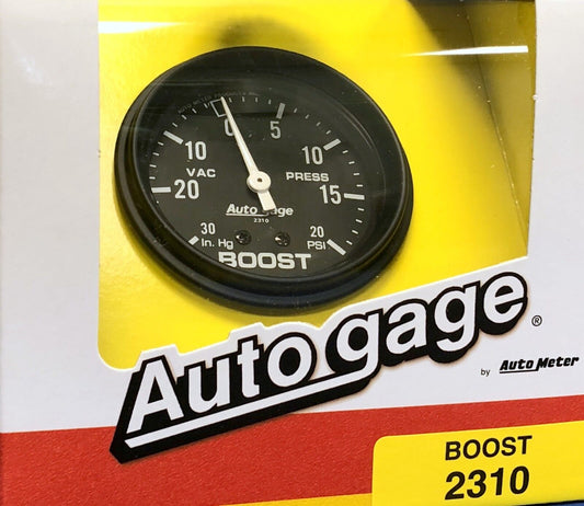 Auto Meter Autogage 2310 Mechanical Boost Pressure Vacuum Gauge Black 2 5/8"