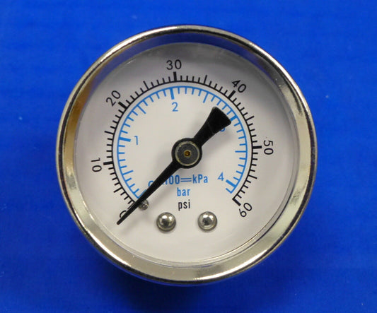 Marshall Gauge 0-60 PSI 4  Bar kPA Fuel Oil Pressure Dual Scale White 1.5" Dry