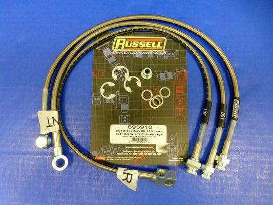 Russell 695910 Stainless Steel Brake Line Kit Jeep 1977-81 CJ5 CJ7 4" Lift