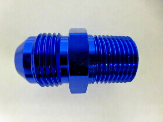 Russell 660480 Straight Male Adapter Fitting AN8 -8 8AN Flare to 3/8 NPT Blue