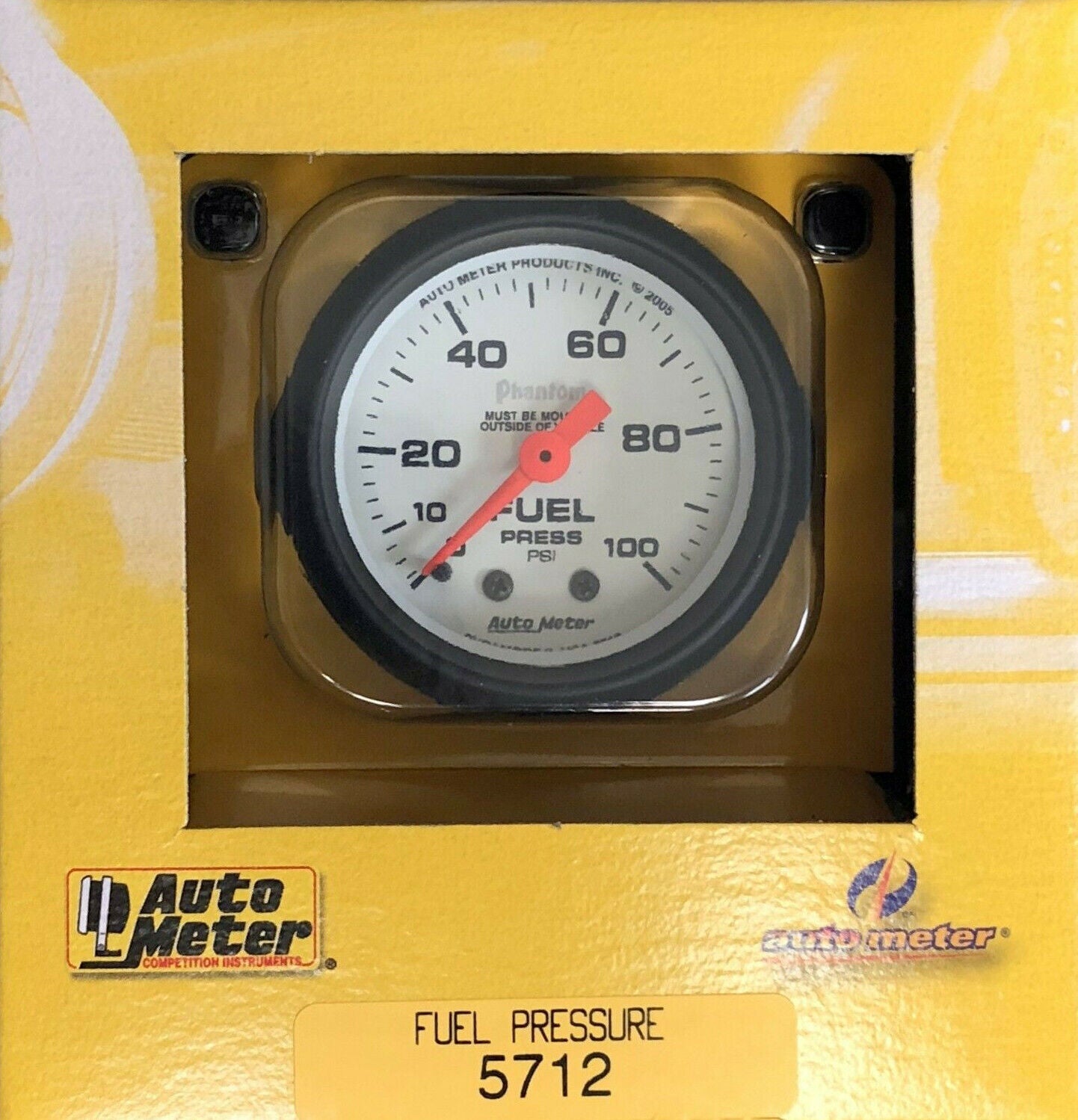 Auto Meter 5712 Phantom 100 PSI  Mechanical Fuel Pressure Gauge 2 1/16 (52 mm)