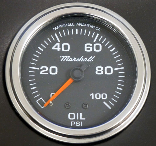 Marshall Comp II 3013 Mecanical Oil Pressure Gauge 2 5/8" Black Dial 0-100 PSI