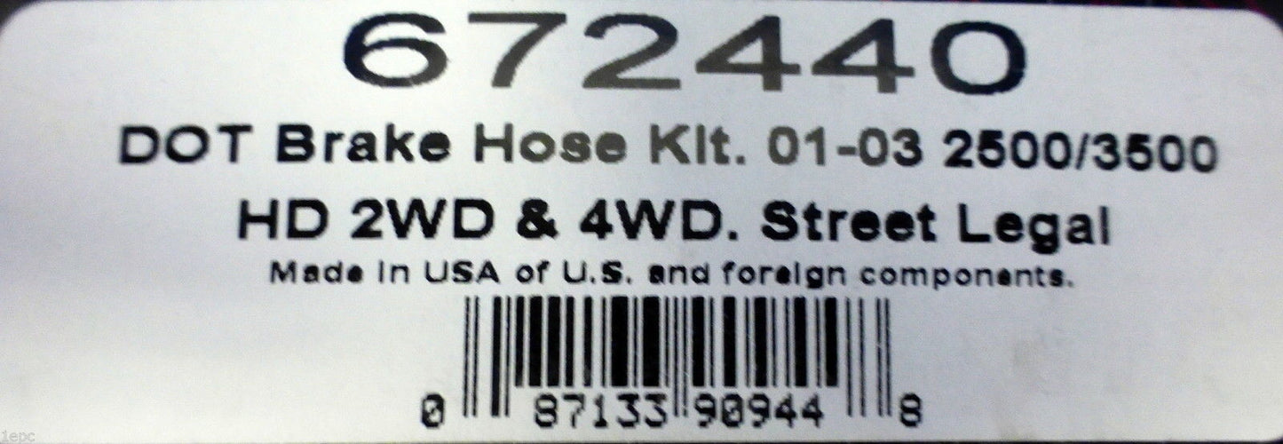 Russell 672440 Stainless Steel Brake Line Hose Kit 2001-06 Silverado Sierra HD