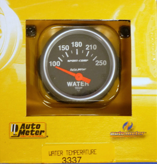 Auto Meter 3337 Sport Comp Electric Water Temperature Gauge Temp 100 - 250 Deg