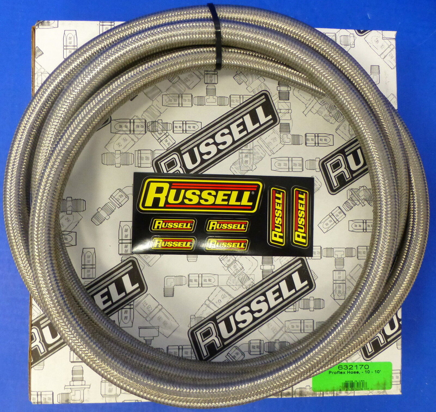 Russell 632170 ProFlex Braided Stainless Steel Hose -10 AN 10' Fuel Oil Gas Line