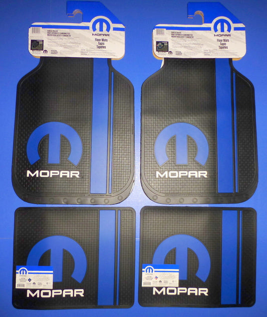 Mopar Front Rear Rubber Floor Mats Logo 4 Pcs Set Truck Car Hemi R/T Challenger