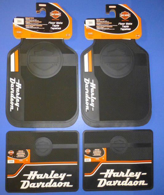 Harley Davidson Bar Shield Logo Stacked Front Rear Rubber Floor Mats Set 4 pcs
