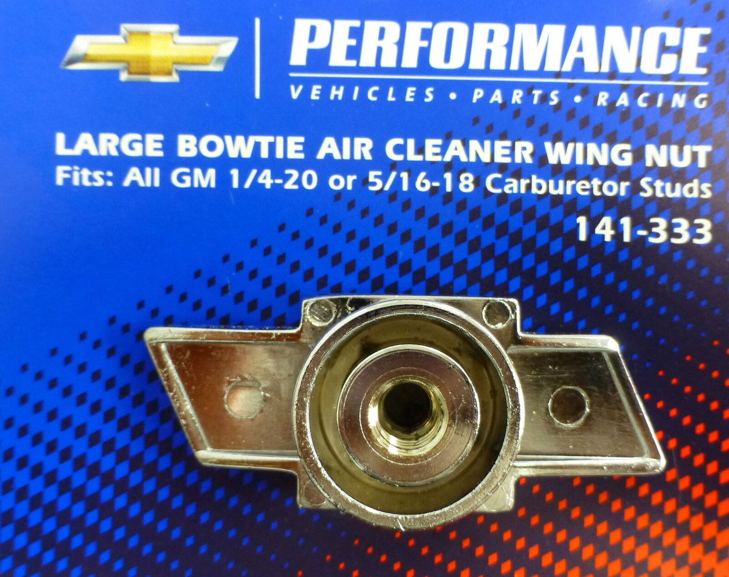 Proform 141-333 Large GM Bowtie Air Cleaner Center Wing Nut Chrome Red Black