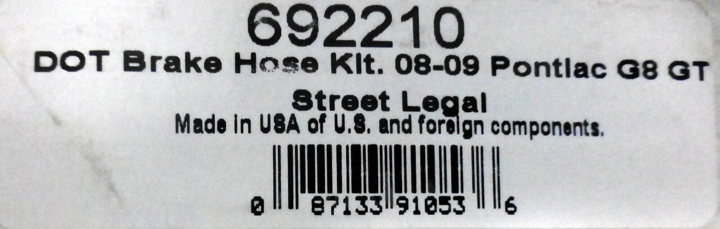 Russell 692210 Stainless Steel Braided Brake Line Hose Kit Pontiac G8 GT 2008-09