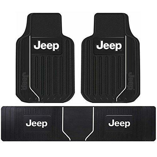 Jeep Elite Front and Rear Runner Rubber Floor Mats Set Universal Trim Fit Black