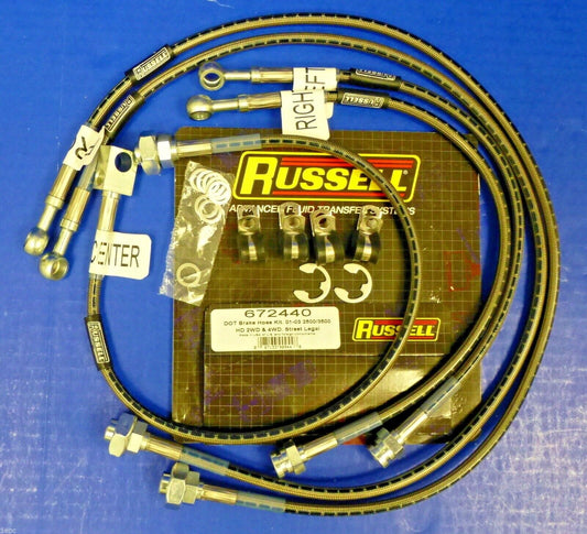 Russell 672440 Stainless Steel Brake Line Hose Kit 2001-06 Silverado Sierra HD